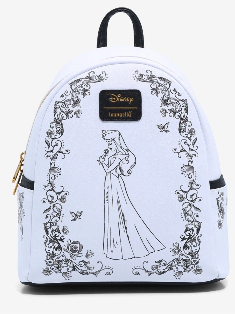 Loungefly White and Black Princess Sketch Mini Backpack